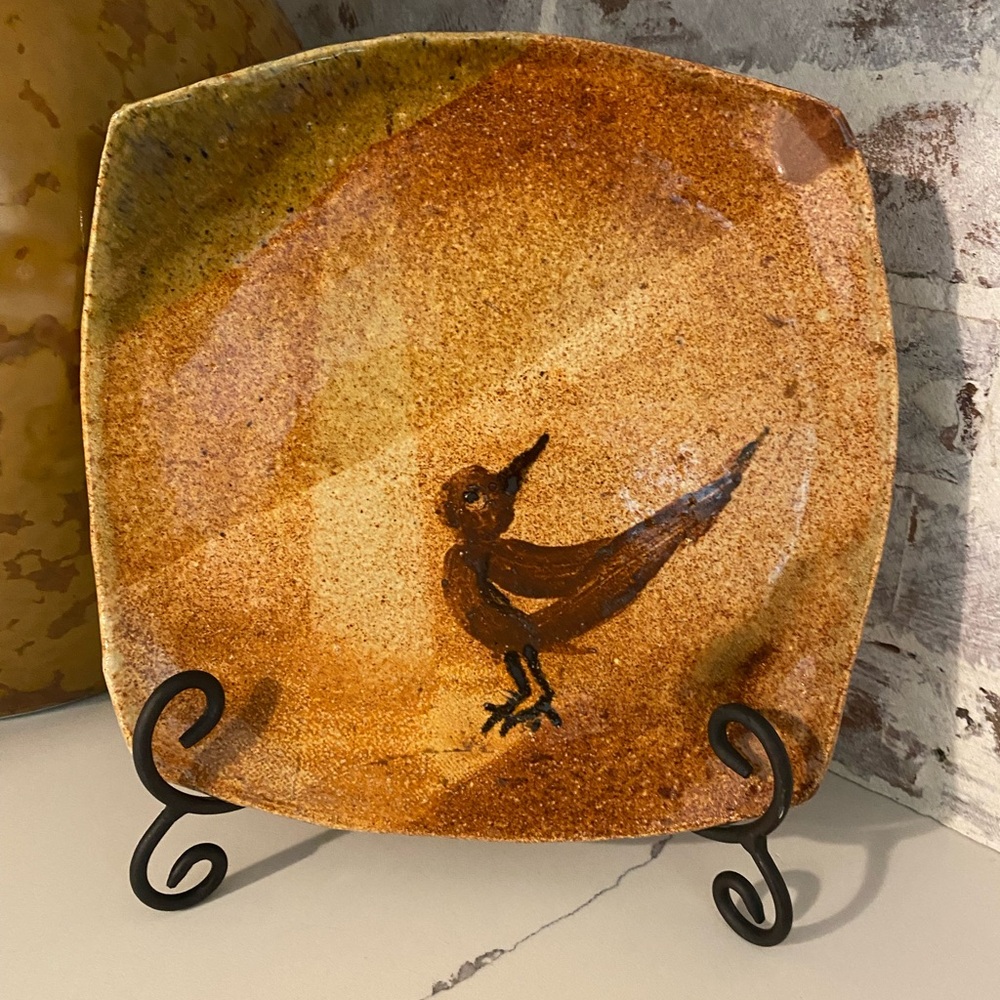 Handcrafted Ceramic Plate with Bird Design